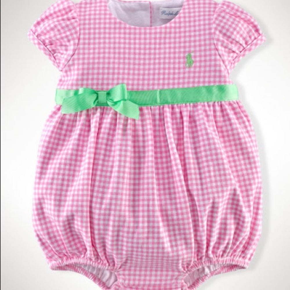 Ralph Lauren Sz 3Mo Pink Ginham Onesie